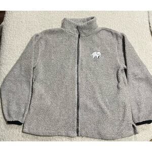 Ivory Ella Women's Size Medium Full Zip Sherpa Jacket Fleece Long Sleeve Gray